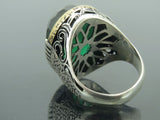 Turkish Handmade Jewelry 925 Sterling Silver Emerald Stone Mens Rings