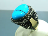 Turkish Handmade Jewelry 925 Sterling Silver Turquoise Stone Mens Rings