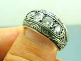 Turkish Handmade Jewelry 925 Sterling Silver Zircon Stone Mens Rings