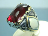 Turkish Handmade Jewelry 925 Sterling Silver Ruby Stone Mens Rings