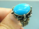 Turkish Handmade Jewelry 925 Sterling Silver Turquoise Stone Mens Rings