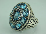 Turkish Handmade Jewelry 925 Sterling Silver Aquamarine Stone Mens Rings