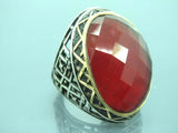 Turkish Handmade Jewelry 925 Sterling Silver Ruby Stone Mens Rings