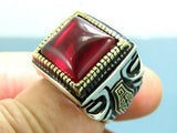 Turkish Handmade Jewelry 925 Sterling Silver Ruby Stone Mens Rings