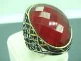 Turkish Handmade Jewelry 925 Sterling Silver Ruby Stone Mens Rings