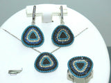 Turkish Handmade Jewelry 925 Sterling Silver Multi-Stone Women's Earrings, Pendant & Ring Jewelry Set