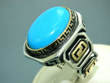 Turkish Handmade Jewelry 925 Sterling Silver Turquoise Stone Mens Rings