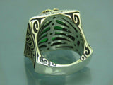 Turkish Handmade Jewelry 925 Sterling Silver Emerald Stone Mens Rings