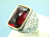 Turkish Handmade Jewelry 925 Sterling Silver Ruby Stone Mens Rings