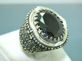 Turkish Handmade Jewelry 925 Sterling Silver Onyx Stone Mens Rings