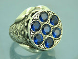 Turkish Handmade Jewelry 925 Sterling Silver Sapphire Stone Mens Rings