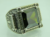 Turkish Handmade Jewelry 925 Sterling Silver Peridot Stone Men's Rings