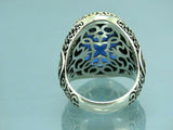 Turkish Handmade Jewelry 925 Sterling Silver Sapphire Stone Mens Rings