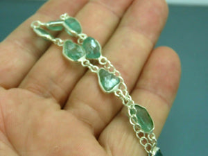 Turkish Handmade Jewelry 925 Sterling Silver Aquamarine Stone Womens Bracelet