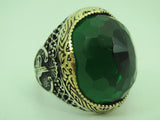 Turkish Handmade Jewelry 925 Sterling Silver Emerald Stone Mens Rings