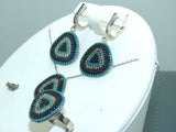 Turkish Handmade Jewelry 925 Sterling Silver Multi-Stone Women's Earrings, Pendant & Ring Jewelry Set