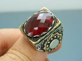 Turkish Handmade Jewelry 925 Sterling Silver Ruby Stone Mens Rings