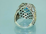 Turkish Handmade Jewelry 925 Sterling Silver Aquamarine Stone Mens Rings