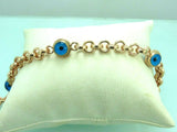 Turkish Handmade Jewelry 925 Sterling Silver Evil Eye Stone Womens Bracelet