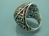 Turkish Handmade Jewelry 925 Sterling Silver Ruby Stone Mens Rings
