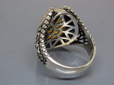 Turkish Handmade Jewelry 925 Sterling Silver Amber Stone claw Design Mens Rings