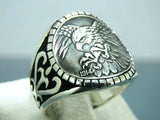Turkish Handmade Jewelry 925 Sterling Silver Eagle Design Mens Rings