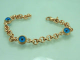 Turkish Handmade Jewelry 925 Sterling Silver Evil Eye Stone Womens Bracelet