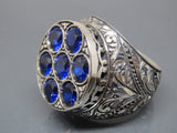 Turkish Handmade Jewelry 925 Sterling Silver Sapphire Stone Mens Rings