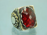 Turkish Handmade Jewelry 925 Sterling Silver Ruby Stone Mens Rings