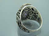 Turkish Handmade Jewelry 925 Sterling Silver Amethyst Stone Men's Rings