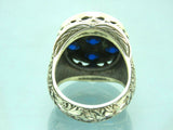 Turkish Handmade Jewelry 925 Sterling Silver Sapphire Stone Mens Rings