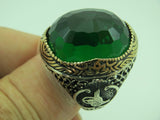 Turkish Handmade Jewelry 925 Sterling Silver Emerald Stone Mens Rings