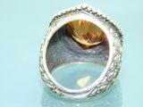 Turkish Handmade Jewelry 925 Sterling Silver Quartz Stone Engraved Mens Rings