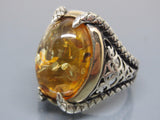 Turkish Handmade Jewelry 925 Sterling Silver Amber Stone claw Design Mens Rings