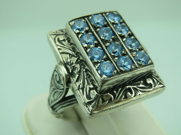 Turkish Handmade Jewelry 925 Sterling Silver Aquamarine Stone Mens Rings