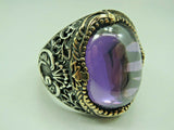 Turkish Handmade Jewelry 925 Sterling Silver Amethyst Stone Men's Rings