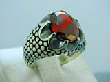 Turkish Handmade Jewelry 925 Sterling Silver Garnet Stone Mens Rings