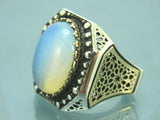 Turkish Handmade Jewelry 925 Sterling Silver Moonstone Mens Rings