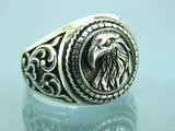 Turkish Handmade Jewelry 925 Sterling Silver Eagle Design Mens Rings
