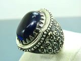 Turkish Handmade Jewelry 925 Sterling Silver Sapphire Stone Mens Rings