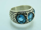 Turkish Handmade Jewelry 925 Sterling Silver Aquamarine Stone Mens Rings