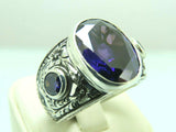 Turkish Handmade Jewelry 925 Sterling Silver Amethyst Stone Engraved Mens Rings