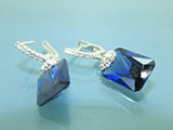Turkish Handmade Jewelry 925 Sterling Silver Sapphire Stone Women Earrings