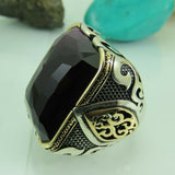 Turkish Handmade Jewelry 925 Sterling Silver Amethyst Stone Mens Rings
