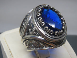 Turkish Handmade Jewelry 925 Sterling Silver Sapphire Stone Mens Rings