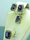 Turkish Handmade Jewelry 925 Sterling Silver Amethyst Stone Women's Earrings, Pendant & Ring Jewelry Set