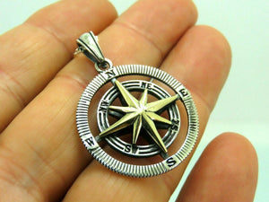 Turkish Handmade Jewelry 925 Sterling Silver Compass Design Men Pendant