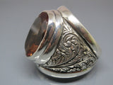 Turkish Handmade Jewelry 925 Sterling Silver Alexandrite Stone Engraved Mens Rings
