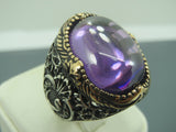 Turkish Handmade Jewelry 925 Sterling Silver Amethyst Stone Men's Rings