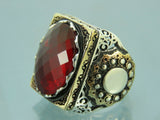 Turkish Handmade Jewelry 925 Sterling Silver Ruby Stone Mens Rings